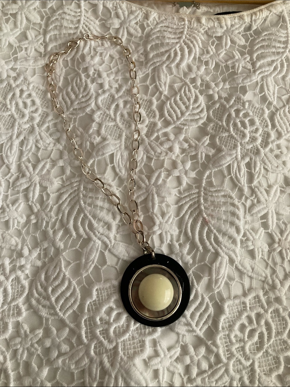 Statement Black and Cream Pendant Necklace
